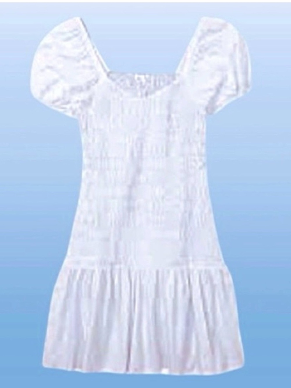 American Eagle- White Smocked Ruffle Mini Dress. Size: Small Petite